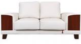 Durian Tucson Double Seater Sofa In Walnut Finish With White Upholstery