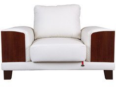 Durian Tucson Single Seater Sofa In Walnut Finish With White Upholstery