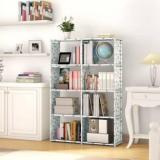 Egnito Plastic 8 Shelf Book Organizer Showcase rack for home Non woven Book Shelf Plastic Open Book Shelf