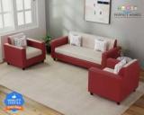 Eltop Crete Leatherette And Fabric 3 + 1 + 1 Sofa Set