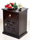 Ewood Wooden Handmade Nightstand End Table With 1 Drawer & Door Cabinet Storage Solid Wood Bedside Table