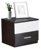 Exclusive Furniture Glossy Bedside Table With Two Drawers In White & Wenge Colour