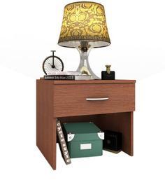 Exclusive Furniture Pi Shape Bedside Table In Oak Finish