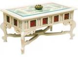 ExclusiveLane Centre Table With Dhokra And Warli Work In Creamish White And Red Colour