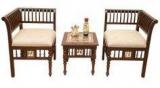 ExclusiveLane Cesario Teak Wood Coffee Table Set In Walnut Finish