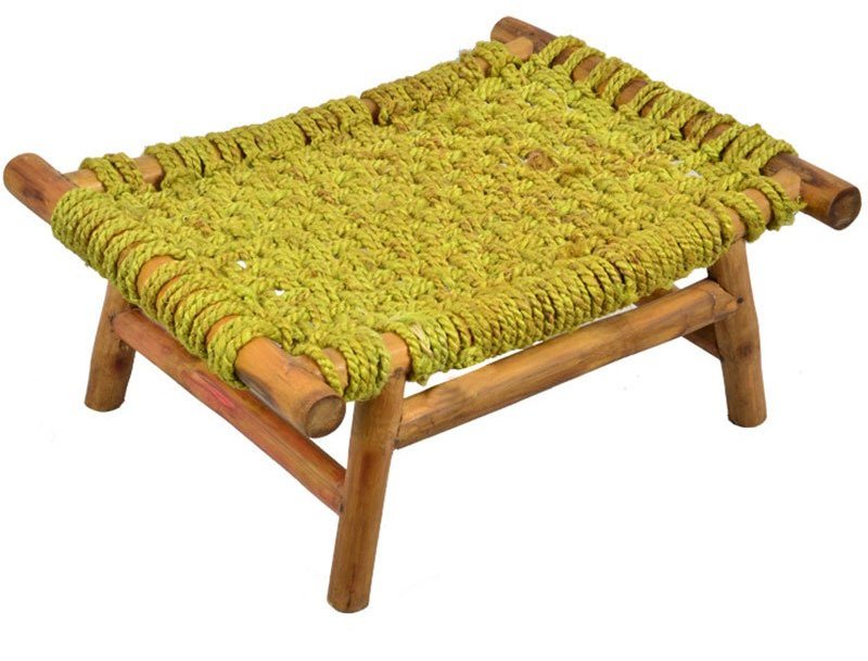 ExclusiveLane Chowki Woven Stool in Green