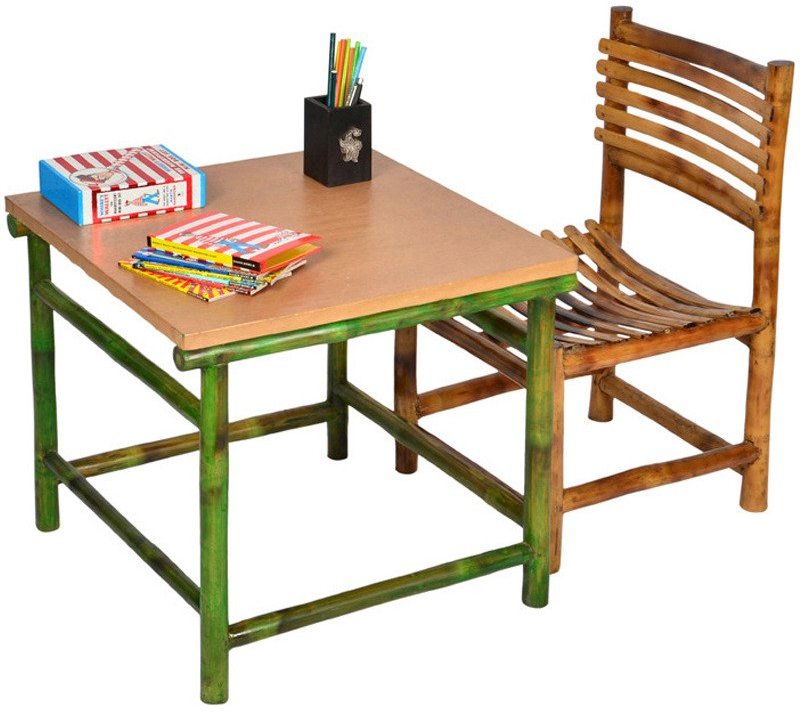 ExclusiveLane Kids Study Table Chair Set in Beige Colour