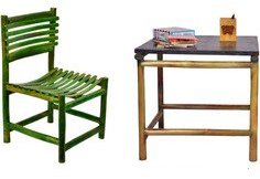 ExclusiveLane Kids Study Table Chair Set In Green Colour