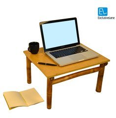 ExclusiveLane Laptop Table In Bamboo With Recycled Wood Top In Beige