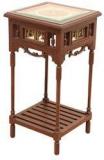 ExclusiveLane Maharaja End Cum Planter Table With Dhokra And Warli Work In Walnut Brown Finish