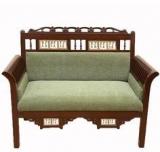 ExclusiveLane Maharaja Two Seater Sofa With Dhokra Work In Walnut Brown Finish