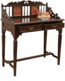 ExclusiveLane Maharaja Writing Desk With Dhokra And Warli Work In Walnut Brown Finish