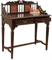 ExclusiveLane Maharaja Writing Desk with Dhokra and Warli Work in Walnut Brown Finish