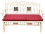 ExclusiveLane Modern Living Room Two Seater Sofa With Dhokra And Warli Work In Creamish White Colour