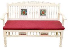 ExclusiveLane Modern Living Room Two Seater Sofa with Dhokra and Warli Work in Creamish White Colour