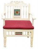 ExclusiveLane Modern Sofa Cum Living Room Chair With Dhokra And Warli Work In Creamish White And Red Colour