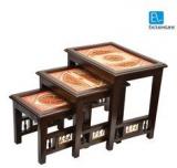 ExclusiveLane Nest Of Tables Set Of 3 With Dhokra And Warli Work