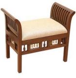 ExclusiveLane Royal Seating Stool With Dhokra Work In Walnut Brown Finish