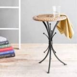 Extreme Wood Wooden And Iron Living And Bedroom Stool End Table Metal End Table