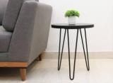 Finch Fox Elegant Hairpin Legs Powdered Coated Engineered Wood Side Table/End Table For Living Room In Black Color Metal End Table