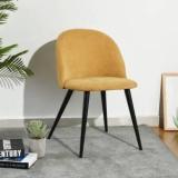 Finch Fox Romantic Vintage Dining Chairs Yellow Fabric Cushion Chair & Black Metal Legs Metal Dining Chair