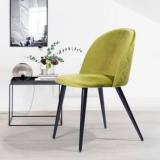 Finch Fox Romantic Vintage Green Velvet Cushion Seat Dining Chair & Black Metal Legs Metal Dining Chair