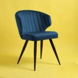 Finch Fox Shree Velvet Dining Chairs In Dark Blue Color With Black Metal Legs Metal Dining Chair