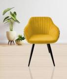 Finch Fox Unique PU Velvet & Fabric Dining Chair With Black Metal Base In Yellow & Multi C Metal Dining Chair