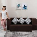 Flipkart Perfect Homes Cambridge 72 Inchx44 Inchx10 Inch | Low Floor Sofa Cum Bed, Jute Fabric, 3 Cushions 3 Seater Double Foam Fold Out Sofa Cum Bed