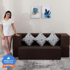 Flipkart Perfect Homes Cambridge 72 inchx44 inchx10 inch | Low Floor Sofa Cum Bed, Jute Fabric, 3 Cushions 3 Seater Double Foam Fold Out Sofa Cum Bed