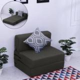 Flipkart Perfect Homes Jane 72x36x8 Inch|Low Floor, Washable Jute Fabric With 1 Cushion 1 Seater Single Foam Fold Out Sofa Cum Bed