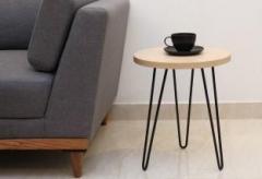 Flipkart Perfect Homes Studio Elegant Hairpin Legs Powdered Coated Engineered Wood Side Table/End Table for Living Room in Brown Color Metal Side Table