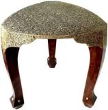 Flipkart Perfect Homes Studio Wooden Stool With Brass Work Solid Wood Side Table