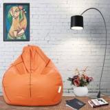 Flipkart Perfect Homes Studio XXL Classic Orange With Navy Blue Piping Teardrop Bean Bag With Bean Filling