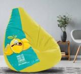 Flipkart Perfect Homes Studio XXXL Make Lemonade's Digital Printed Leatherette Pre Filled Bean Bag/Ready To Use Teardrop Bean Bag With Bean Filling