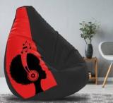 Flipkart Perfect Homes Studio XXXL Music Theme Digital Printed Leatherette Pre Filled Bean Bag/Ready To Use Teardrop Bean Bag With Bean Filling