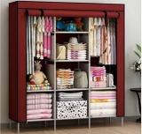 Flipkart Smartbuy 6 + 2 Shelves 3 Door 88130 Maroon Carbon Steel Collapsible Wardrobe