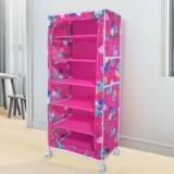 Flipzon Baby 6 Shelve Fabric PP Collapsible Wardrobe