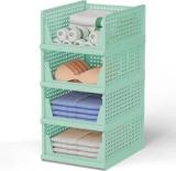 Flyup Plastic Foldable and Stackable Closet Drawer Organizer for Clothes PVC Collapsible Wardrobe