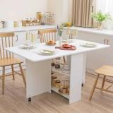 Forktail Space saving folding dining table with 2 tier Storage Engineered Wood 6 Seater Dining Table