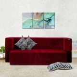 Fresh Up 4 Seater Sofa Cum Bed 78x36x14 Inches Soft Velvet Like Fabric Single Sofa Bed