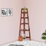 Friday Furniture Corner 5 Rack Open Ladder Shelf For Books/Decoration For Home/Office/LivingRoom Solid Wood Open Book Shelf