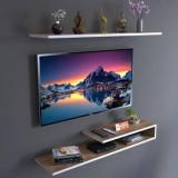 Furnifry Engineered Wood C Shape Wooden TV Entertainment Unit/Wall Set Top Box Stand Engineered Wood TV Entertainment Unit