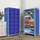 Furnigully 5 Layer Christmas Print Carbon Steel Collapsible Wardrobe