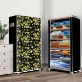 Furnigully 5 Layer Daisy Floral Print Carbon Steel Collapsible Wardrobe