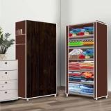 Furnigully 6 Shelf Wood Printed Carbon Steel Collapsible Wardrobe