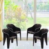 Furnigully Plastic Chair, Arm Chair For Home, Living Room Chair, Outdoor Chair Set Of 4 Plastic Outdoor Chair