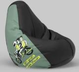 Furnigully XL Designer Yaari Sab Pe Bhari Black Green Teardrop Bean Bag With Bean Filling