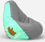 Furnigully XXL Designer Bearly Awake Light Grey Peach Teardrop Bean Bag With Bean Filling