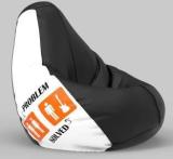 Furnigully XXL Designer Problem Solved White Black Teardrop Bean Bag With Bean Filling